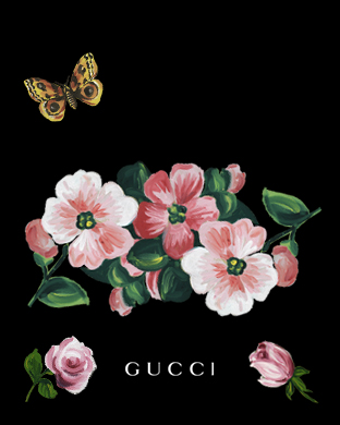 Download Floral Gucci And Supreme Logo Wallpaper